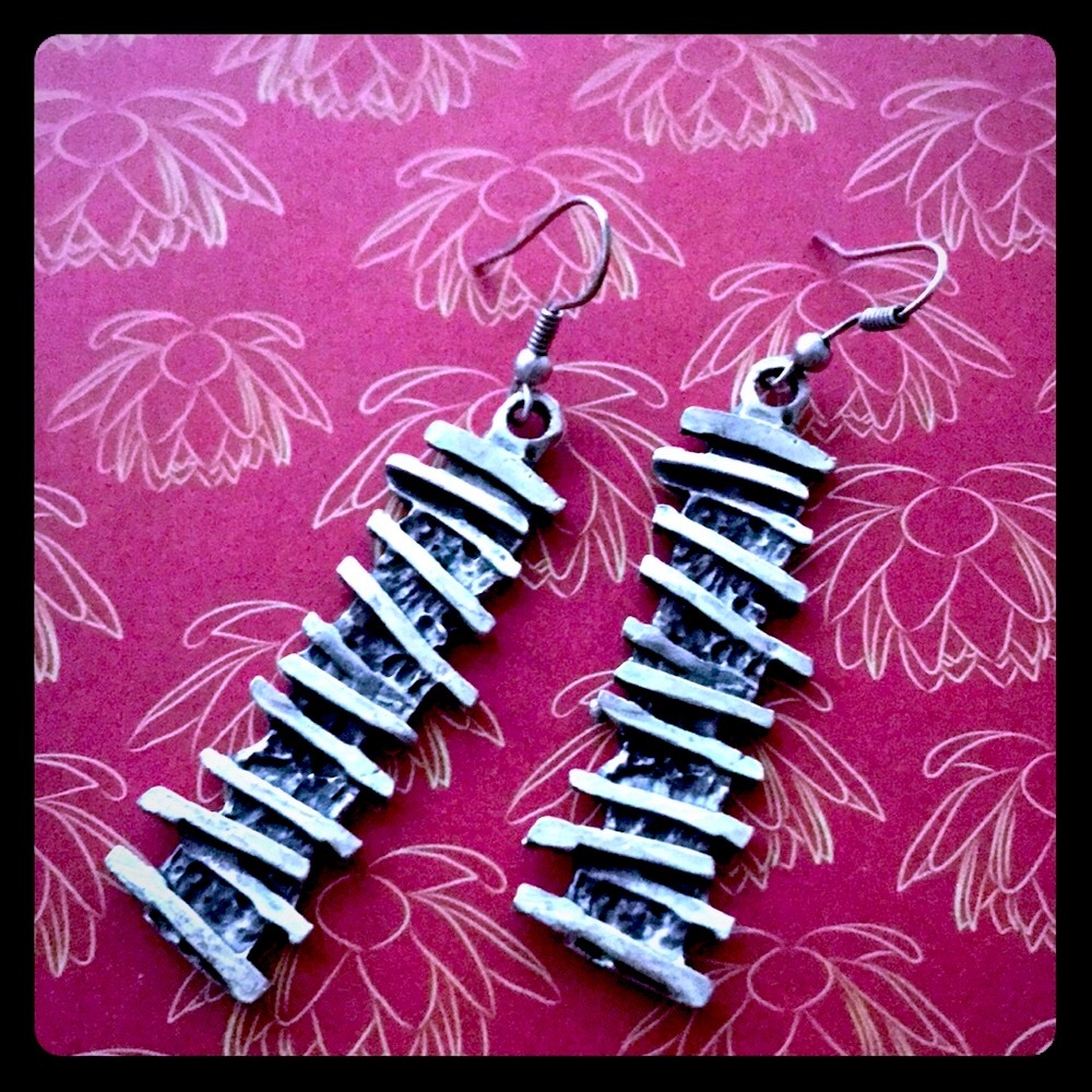 New! Silver Metal Artistic Long Earrings